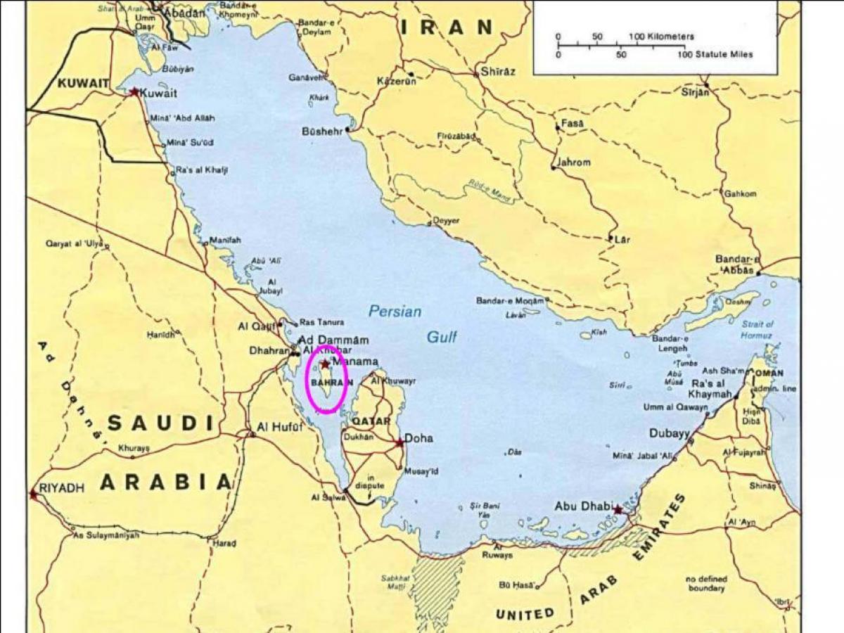 kart av Bahrain island 