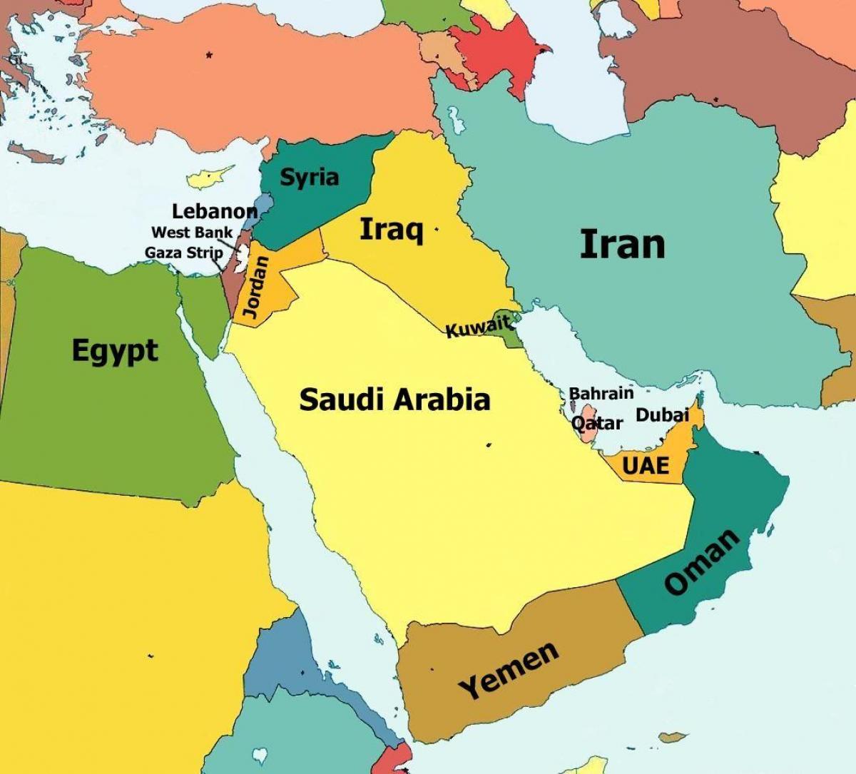 kart av Bahrain og omkringliggende land