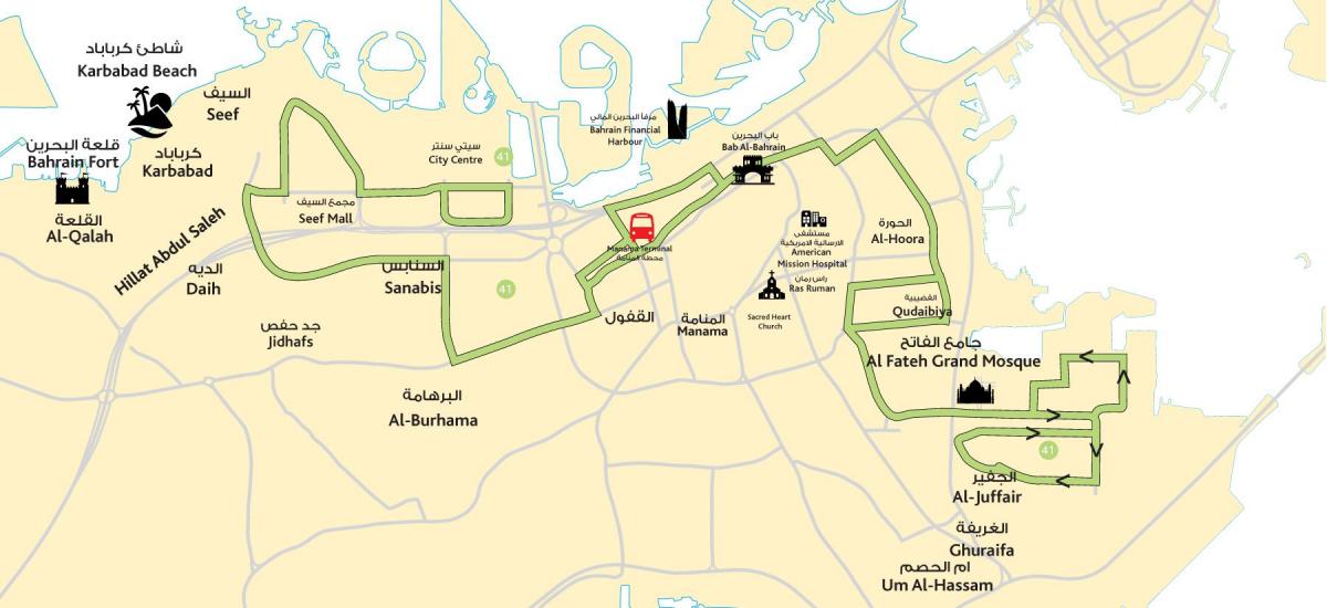 kart over sentrum Bahrain