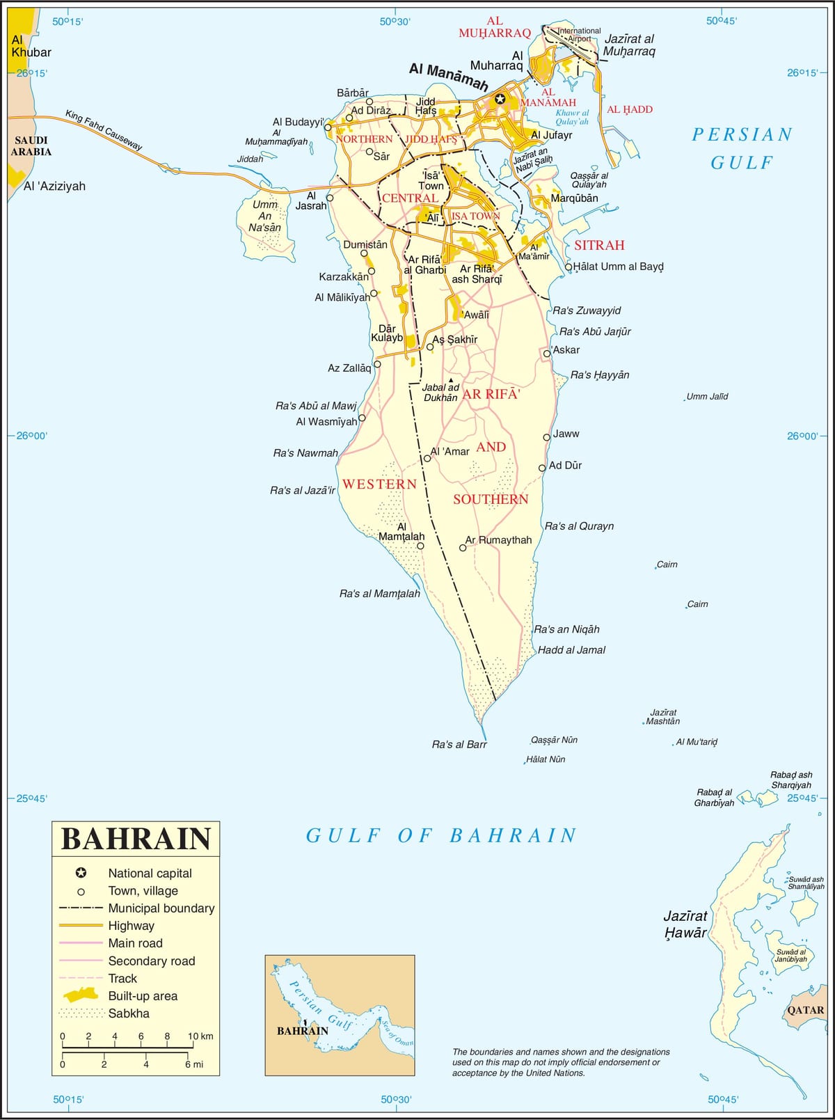 Bahrain politiske kartet