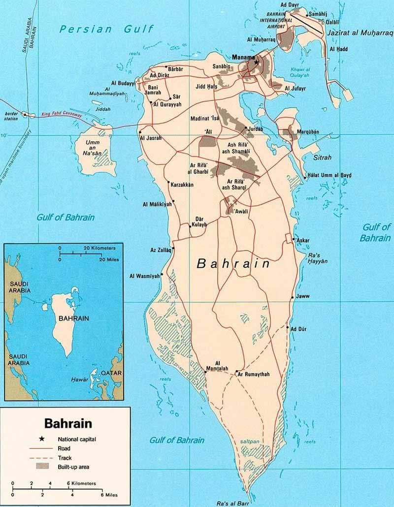 kart av Bahrain road map locator